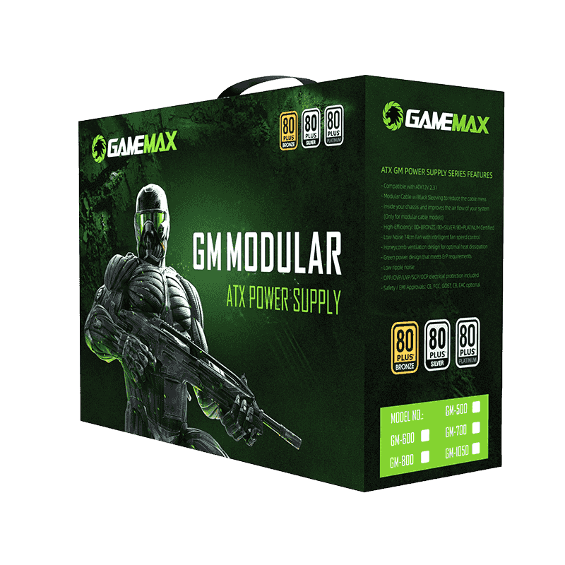 Fuente de Poder GameMax GM-500 de 500W (Semi-Modular, Certificado 80+ Bronce, ATX)