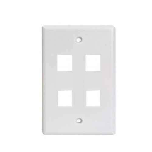 Faceplate plano 4 puertos Exelink vertical blanco