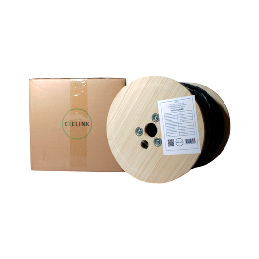 Rollo Cable Exterior Exelink Cat 6 Negro 100% Cobre 23AWG