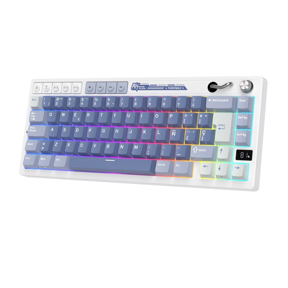 Teclado Mecánico Royal Kludge RK M65 Ocean Blue Switch Cream
