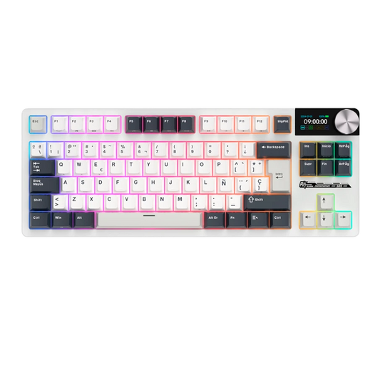 Teclado Mecánico Royal Kludge RK S85 White Night Sw Beige