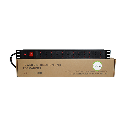 PDU Exelink de 12 Posiciones, Switch On/Off, Negro