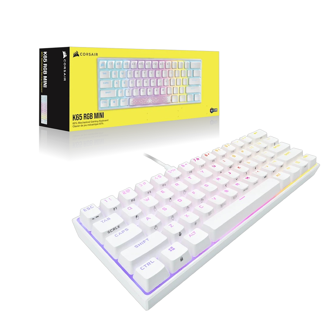 Teclado Mecánico Corsair K65 60% RGB Blanco
