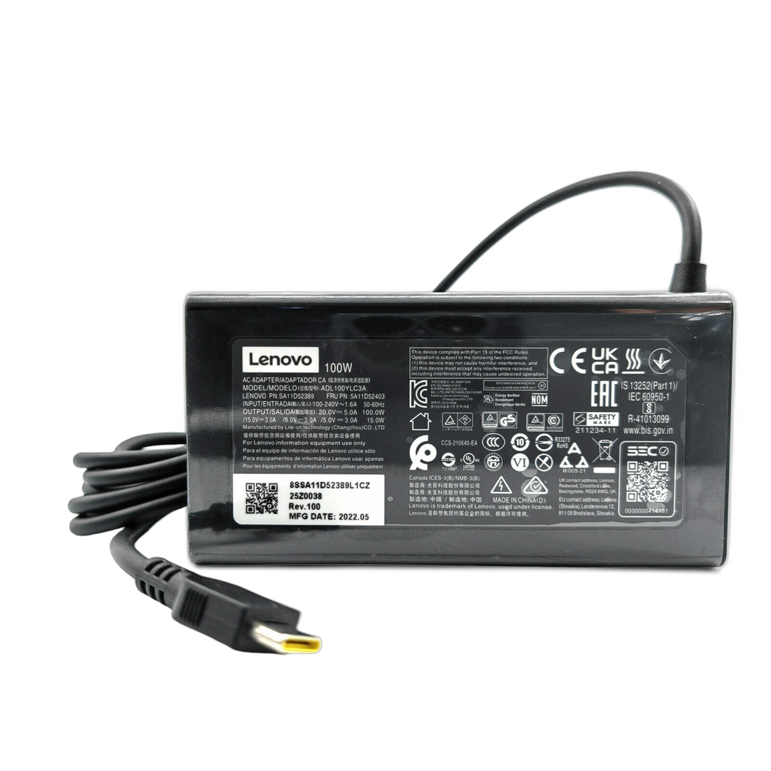 Cargador Original Lenovo 20V 5A, 100W Tipo C