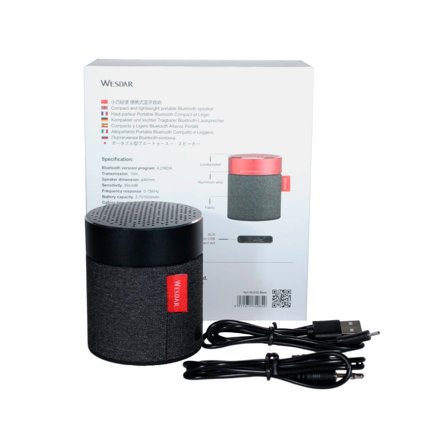 Parlante Bluetooth Wesdar K52 Black