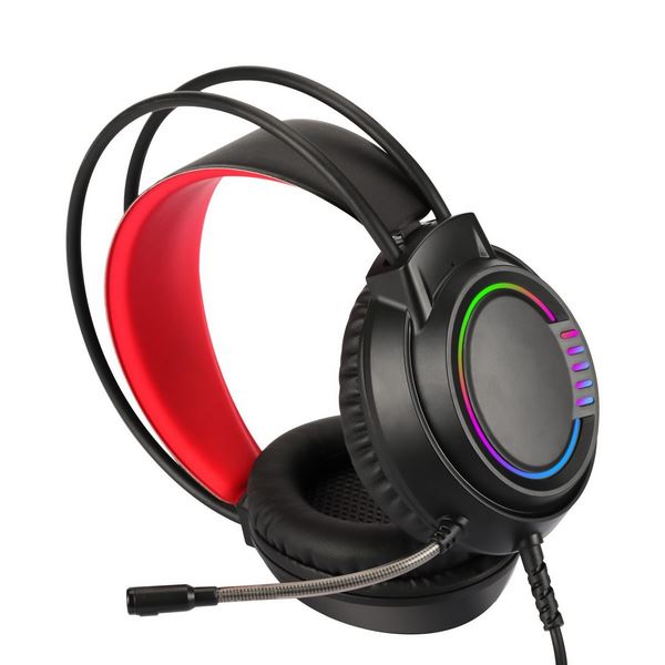 Audífonos Gamer Wesdar GH30 (Jack 3.5mm, LED Multicolor, Negro/Rojo)