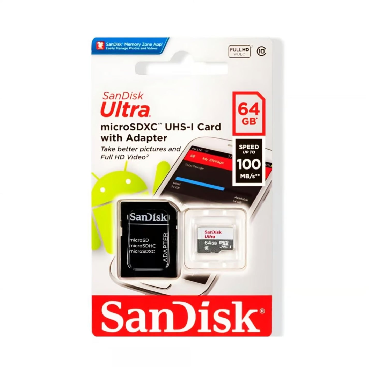 Memoria MicroSDXC SanDisk 64GB Ultra, UHS-I, Incluye Adaptador SD