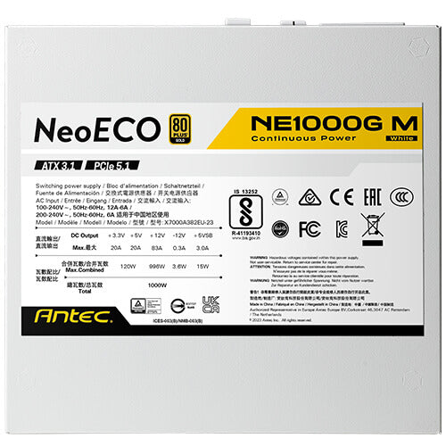 Fuente de Poder Antec NE1000G M ATX 3.1 White