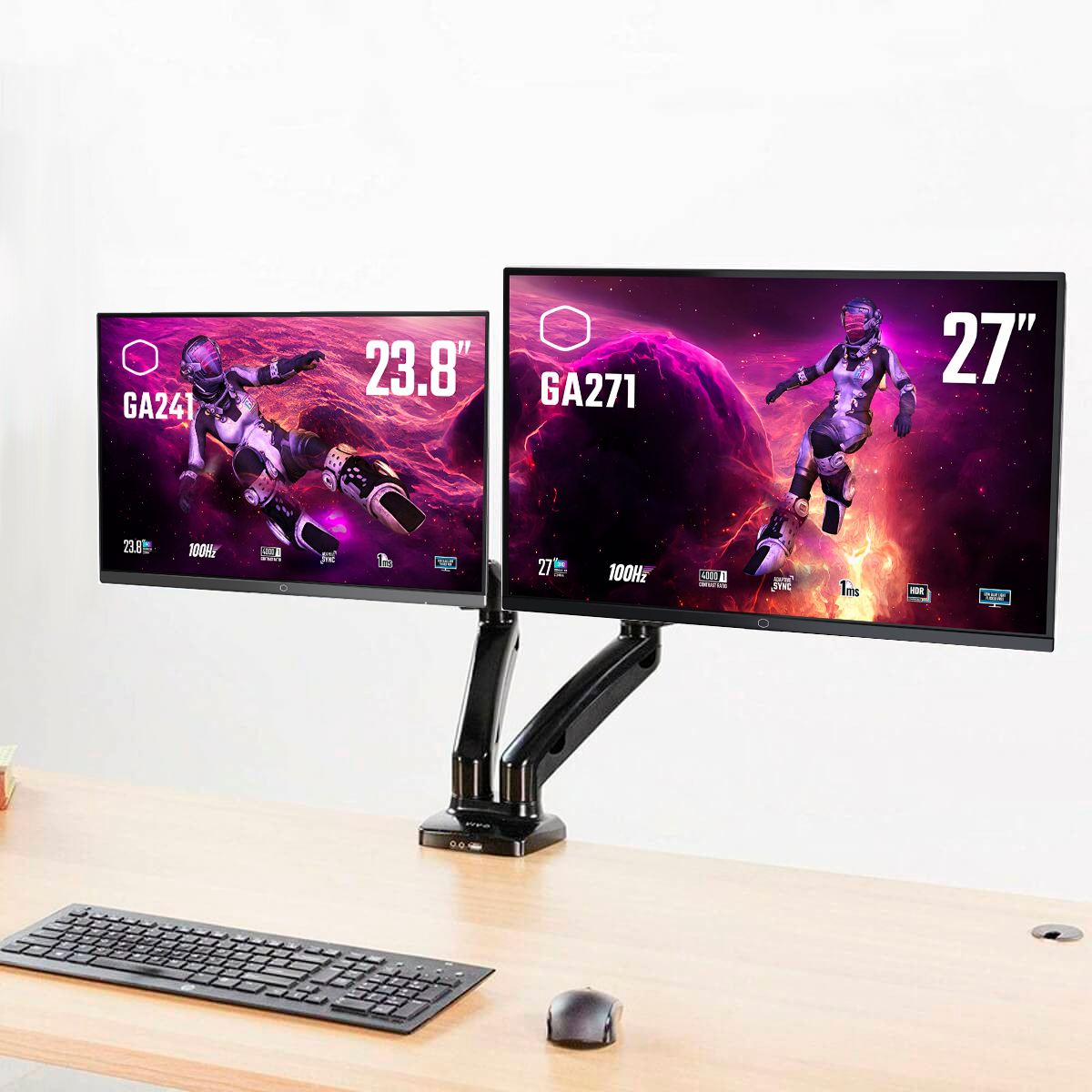 Soporte Doble Monitor 14" a 32" Vesa 75x75, 100x100