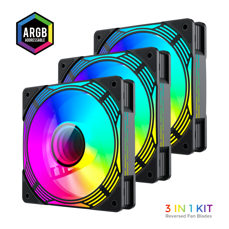 Kit 3 Ventiladores Gamemax KF300R BK