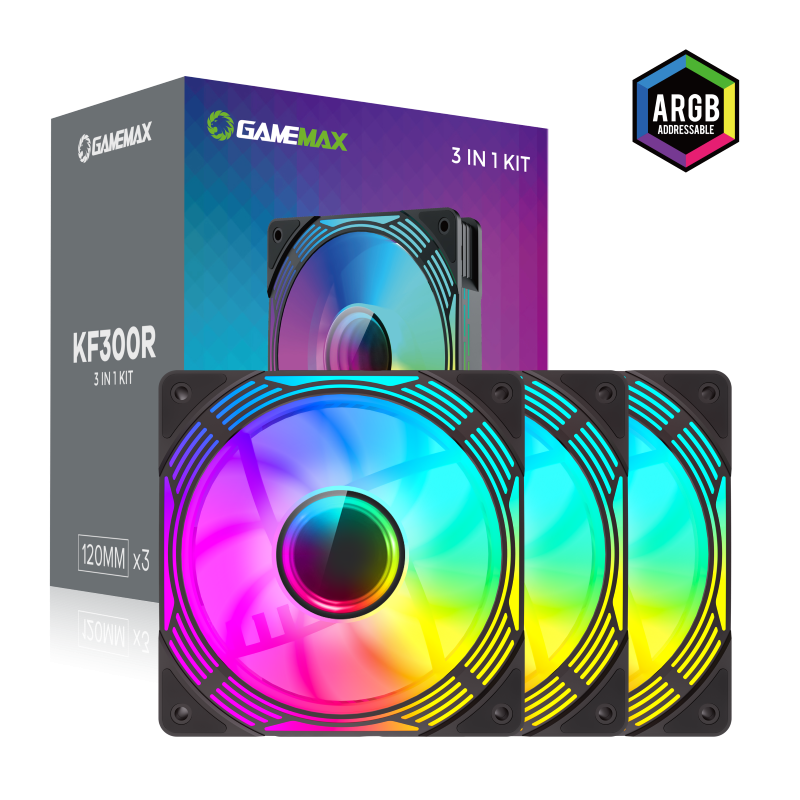 Kit 3 Ventiladores Gamemax KF300R BK