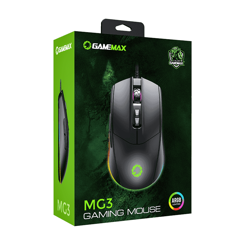 Mouse Gamer GameMax MG3 Grey RGB (Sensor SPCP 199, 6.400dpi, Gris)