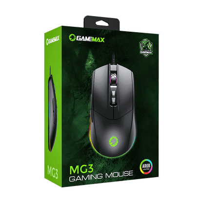 Mouse Gamer GameMax MG3 Grey RGB (Sensor SPCP 199, 6.400dpi, Gris)