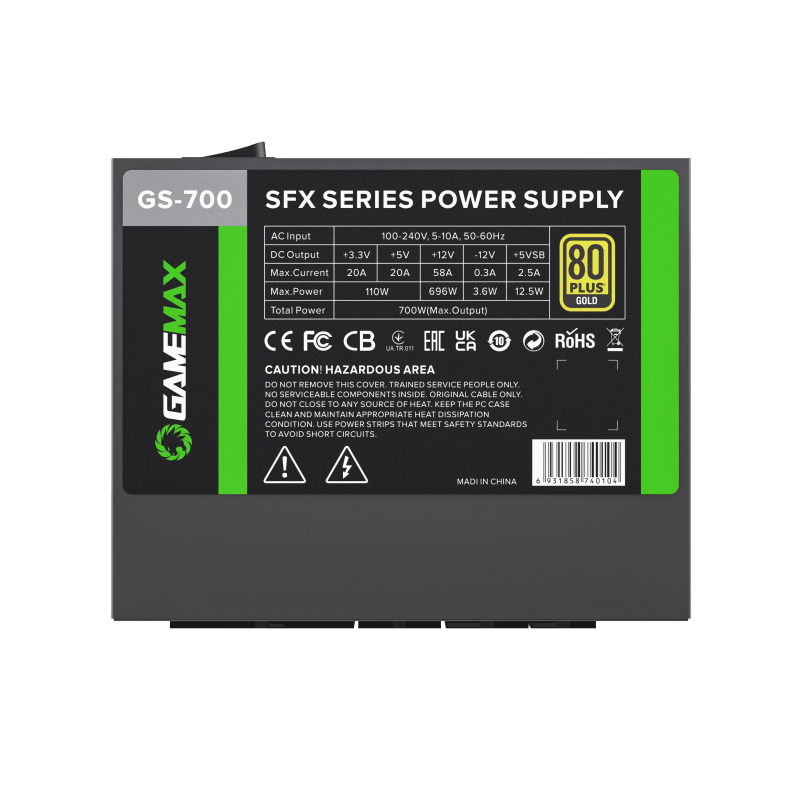 Fuente de Poder GameMax GS-700 Black SFX 80 Plus