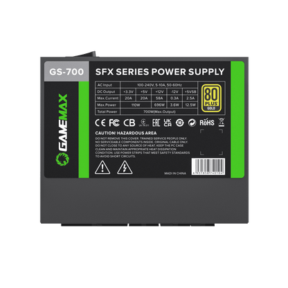 Fuente de Poder GameMax GS-700 Black SFX 80 Plus