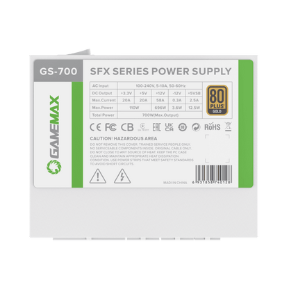 Fuente de Poder GameMax GS-700 White SFX 80 Plus