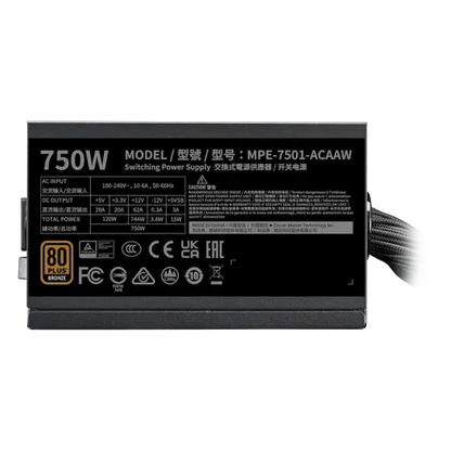 Fuente de Poder Cooler Master MWE 750 Bronze V3