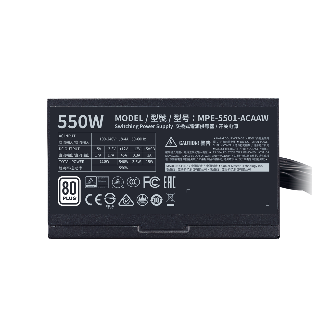 Fuente De Poder Cooler Master MWE 550W White