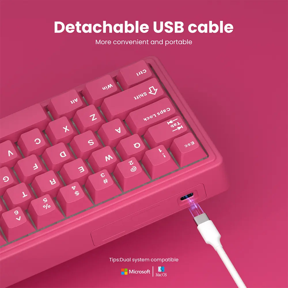 Teclado Mecánico Royal Kludge R65 Berry Red Español