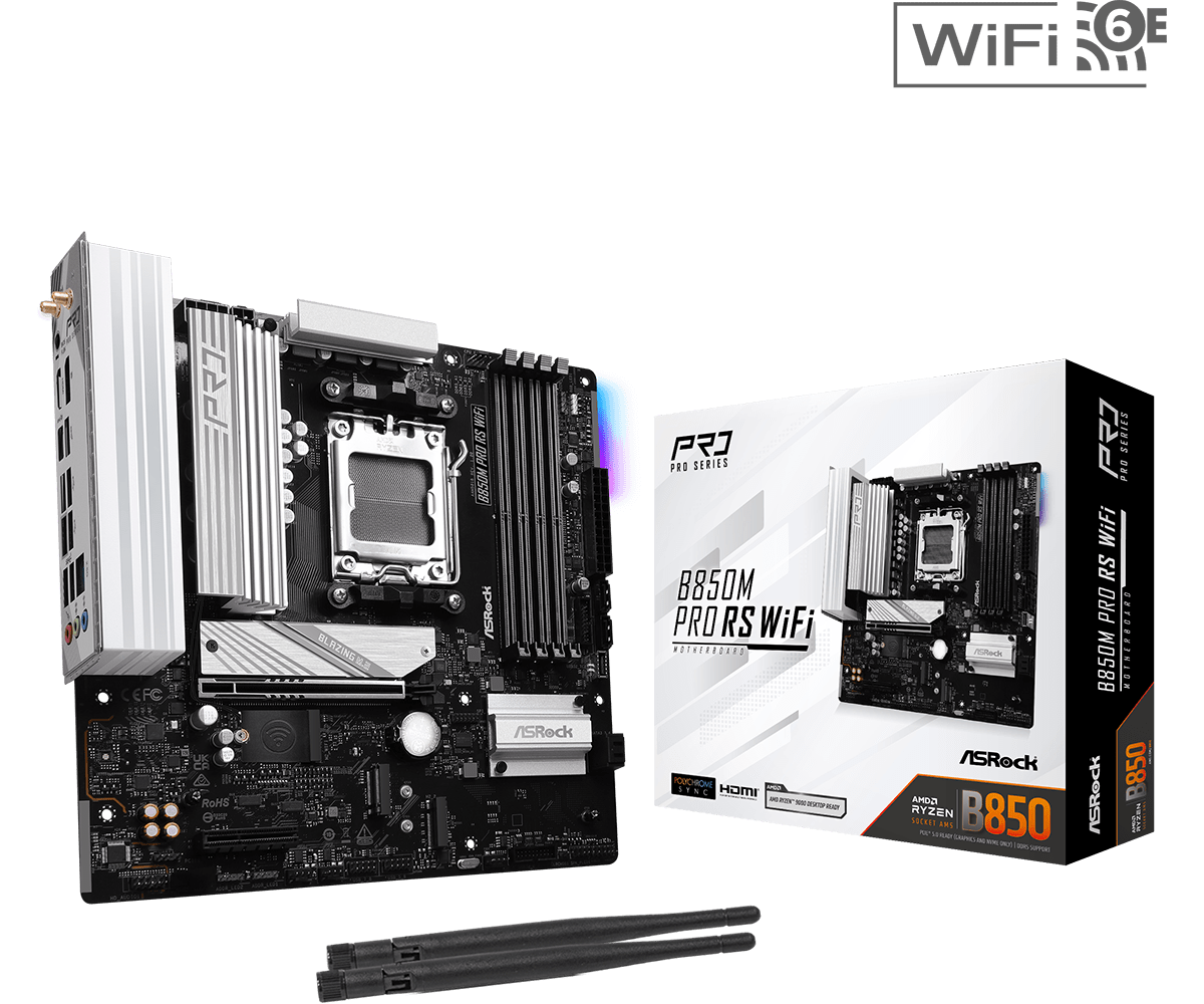 Tarjeta Madre ASRock B850M Pro RS WiFi AM5 DDR5 PCIe 5.0 Micro ATX WiFi 6E