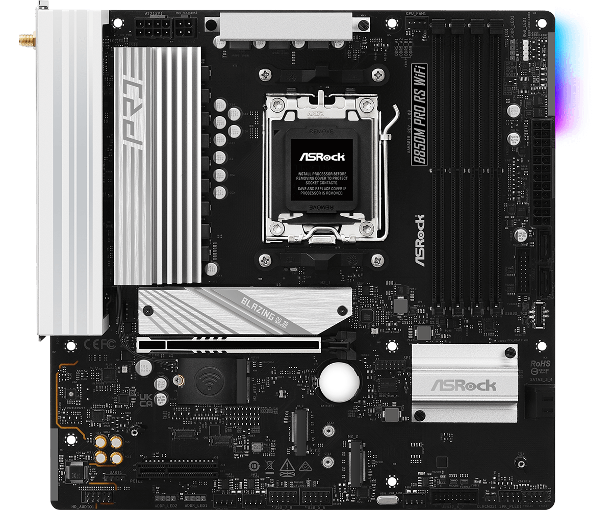 Tarjeta Madre ASRock B850M Pro RS WiFi AM5 DDR5 PCIe 5.0 Micro ATX WiFi 6E