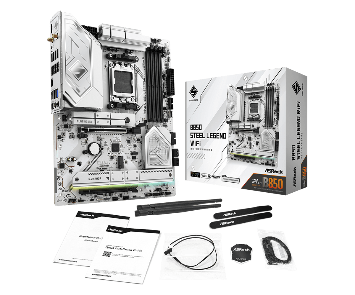 Tarjeta Madre ASRock B850 Steel Legend WiFi DDR5 AM5 PCIe 5.0 ATX WiFi 7