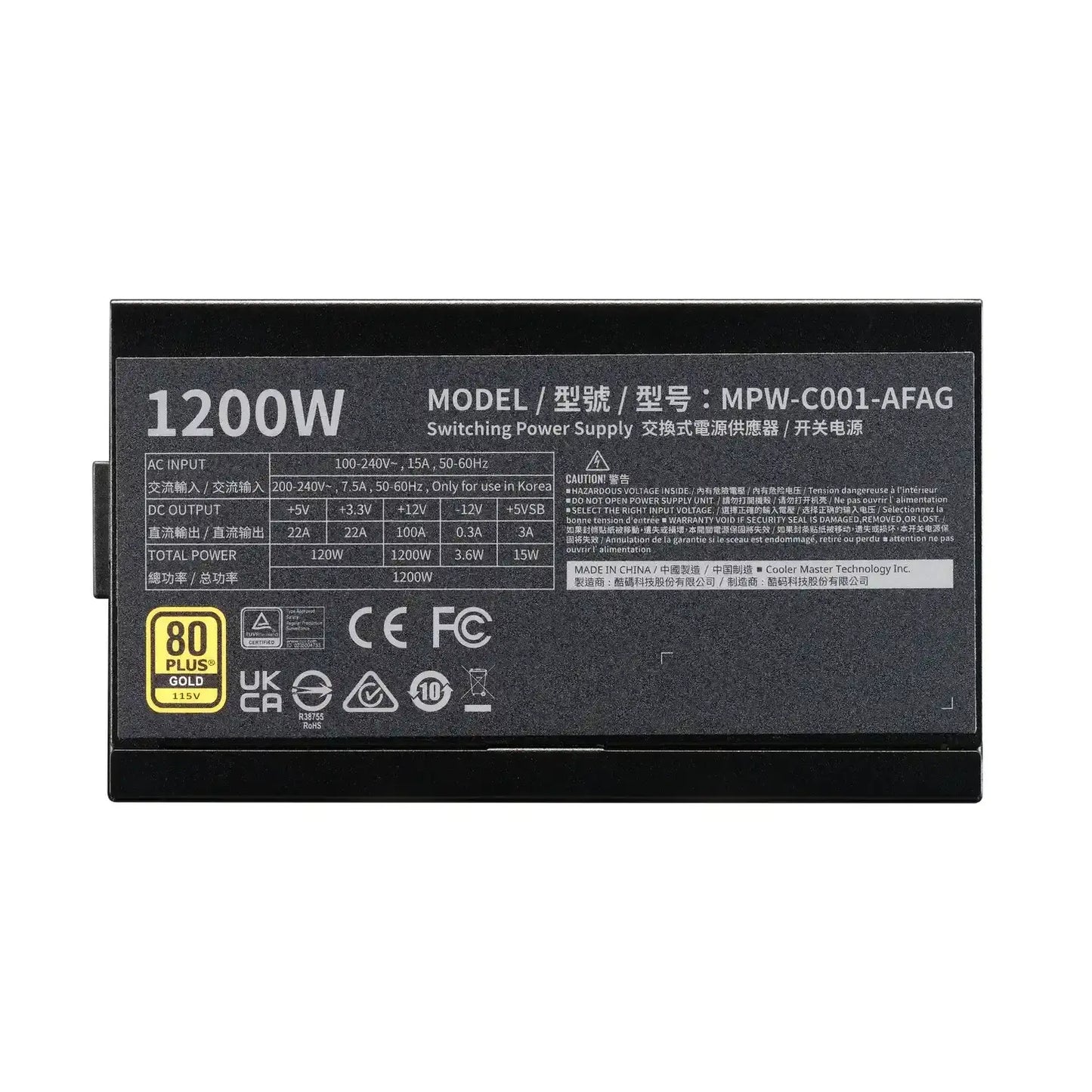 Fuente de Poder Cooler Master Elite Gold 1200W 80 Plus Gold