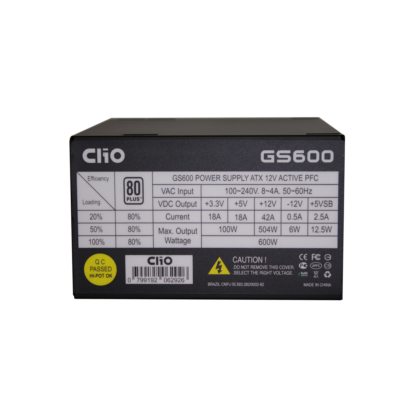 Fuente de Poder Clio ATX GS-600W 80+ White