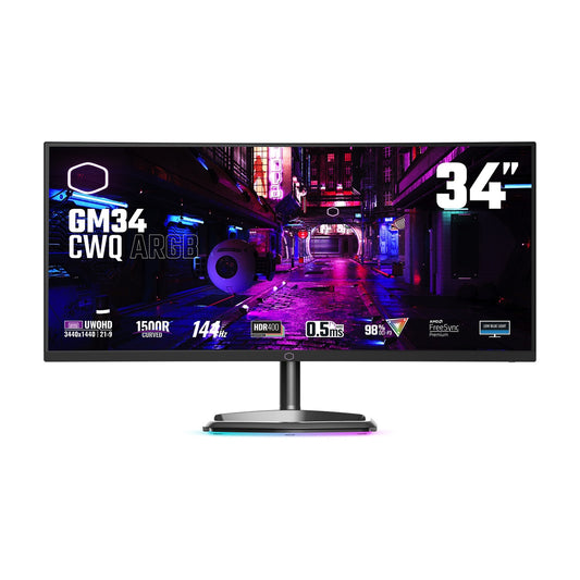 Monitor Gamer Cooler Master 34" GM34-CWQ ARGB Curvo 144 Hz