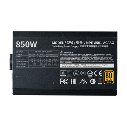 Fuente De Poder Cooler Master 850W MWE V2 80+ Gold (MPE-8501-ACAAG)