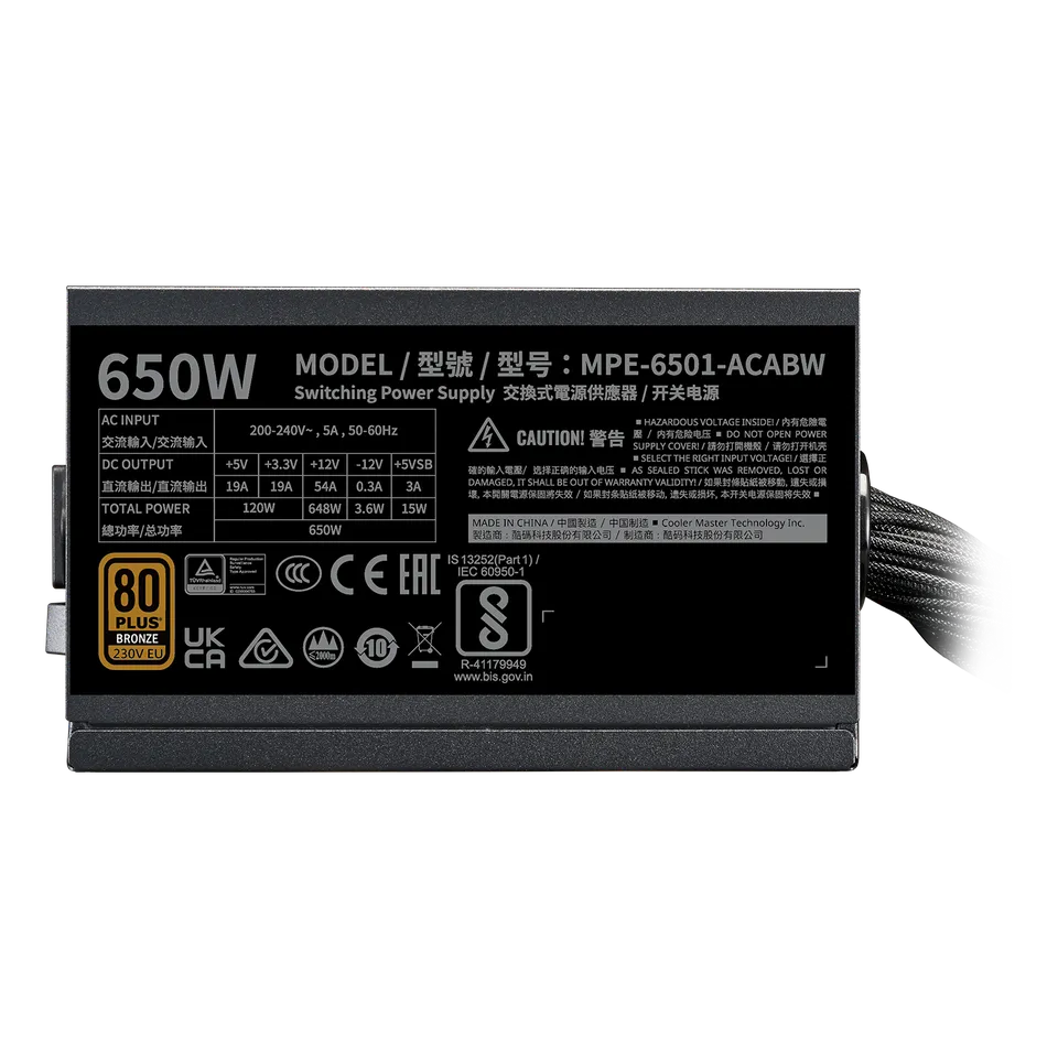 Fuente De Poder Cooler Master 650W Mwe V3 80+ Bronze