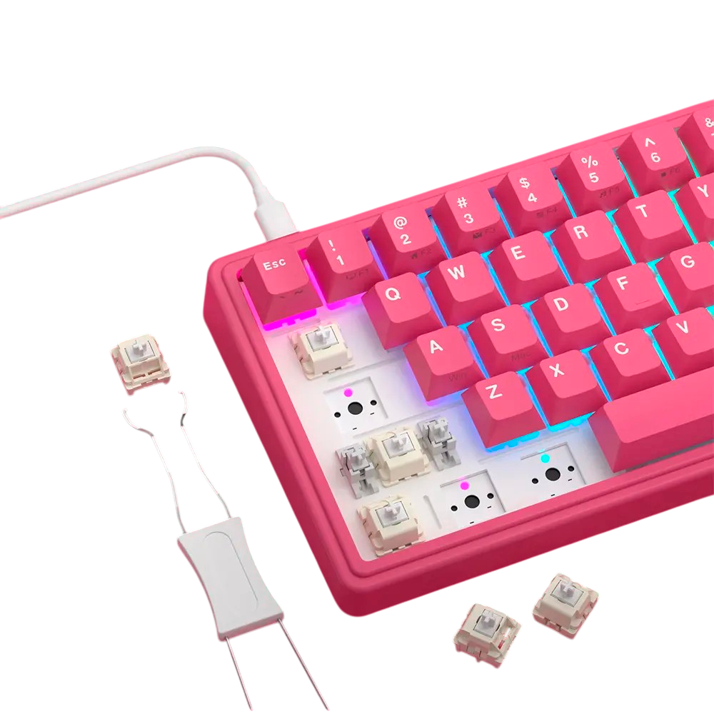 Teclado Mecánico Royal Kludge R65 Berry Red Español