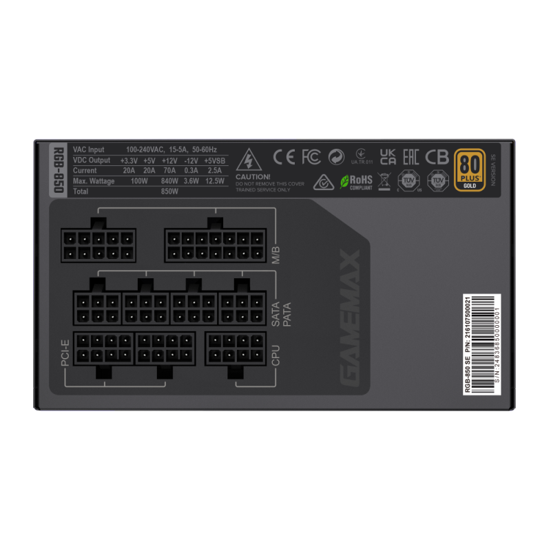 Fuente de Poder Gamemax 850W RGB-850 SE